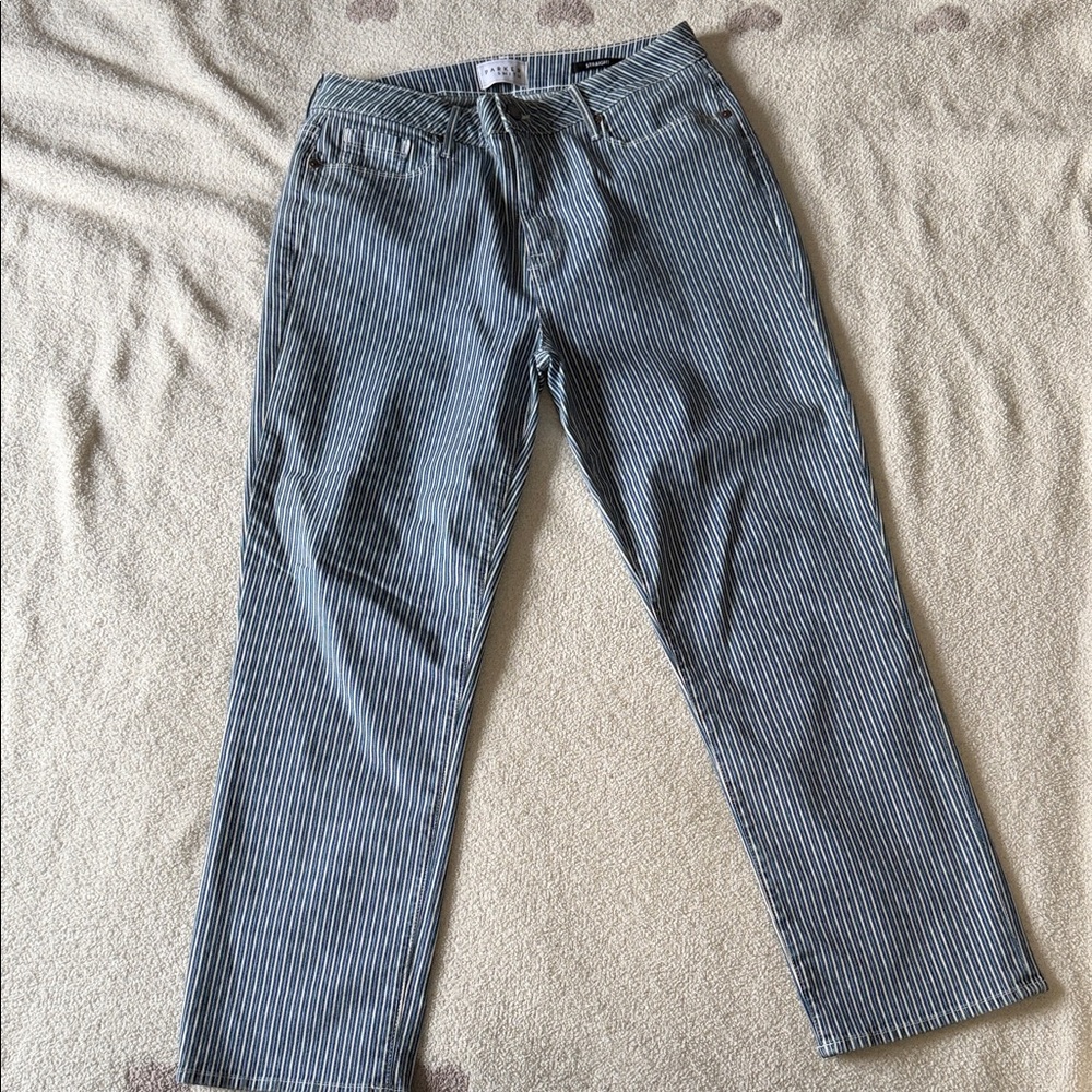 Parker Smith Striped Straight-Leg Pants - Blue & White Size 14